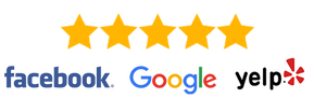 5 stars on Google, Facebook, and Yelp